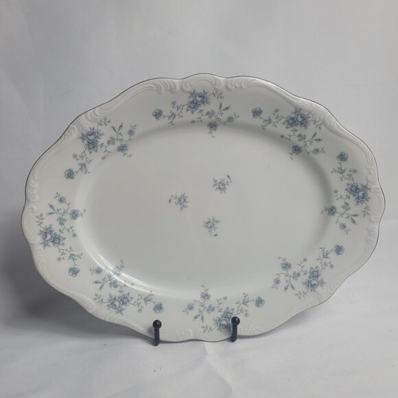ONE Johann Haviland Blue Garland Serving Platter White Blue Flowers Bavaria - Picture 1 of 11